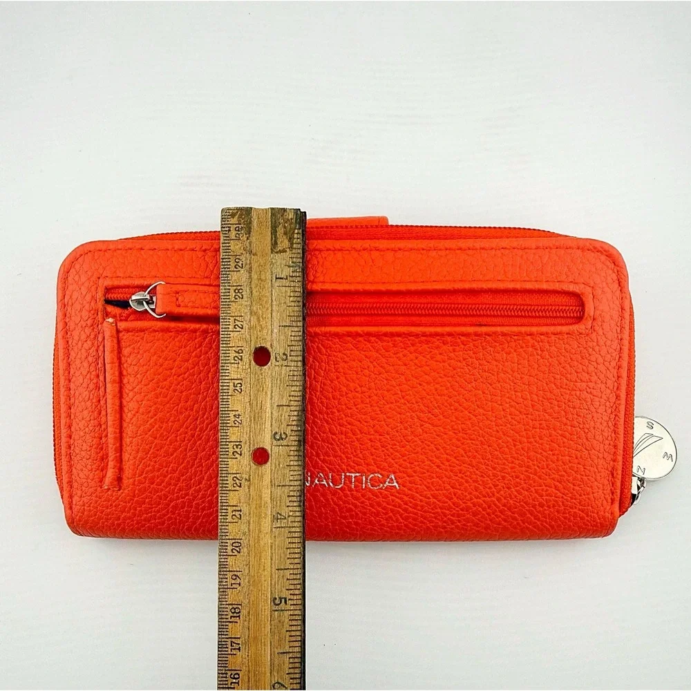 Nautica Orange/Coral Pebbles Faux Wallet